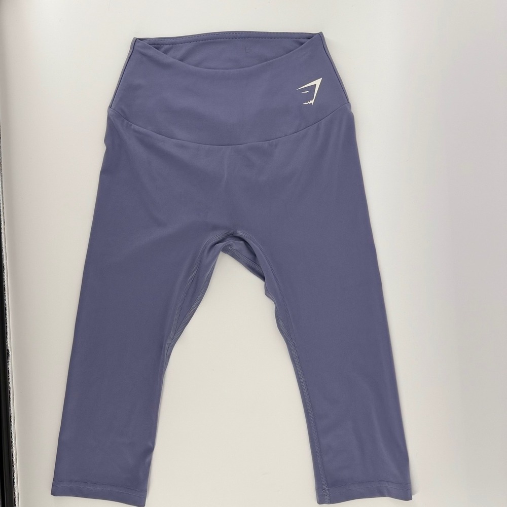 Gymshark Womens Small High Waisted Cropped Leggings Gray Capri Workout Athletic‎